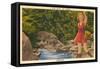A Fine Catch, Girl Fishing-null-Framed Stretched Canvas