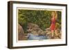 A Fine Catch, Girl Fishing-null-Framed Premium Giclee Print