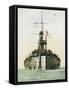 A Fine Forward View of the HMS Dreadnought - Pride of the British Fleet-null-Framed Stretched Canvas