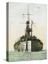 A Fine Forward View of the HMS Dreadnought - Pride of the British Fleet-null-Stretched Canvas