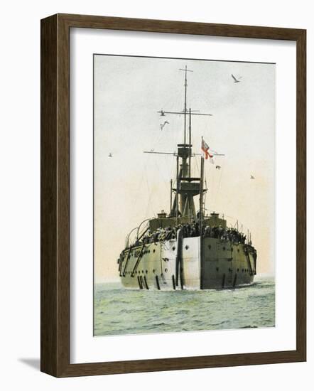 A Fine Forward View of the HMS Dreadnought - Pride of the British Fleet-null-Framed Photographic Print