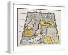 A Fine Hand-Coloured Map of Britain, 1552-Claudius Ptolomeus-Framed Giclee Print