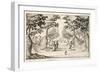 A Fine Lady and Gentleman Dancing in the Woods to a Lute, a Chateau in the Distance-Jacques Callot-Framed Giclee Print