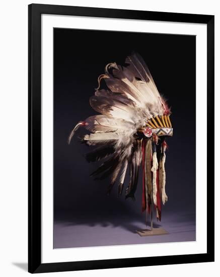 A Fine Sioux War Bonnet, Sewn with Twenty-Nine Eagle Feathers-null-Framed Giclee Print