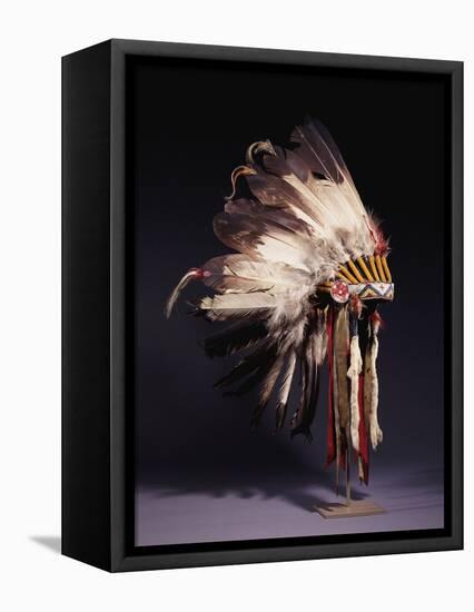 A Fine Sioux War Bonnet, Sewn with Twenty-Nine Eagle Feathers-null-Framed Stretched Canvas