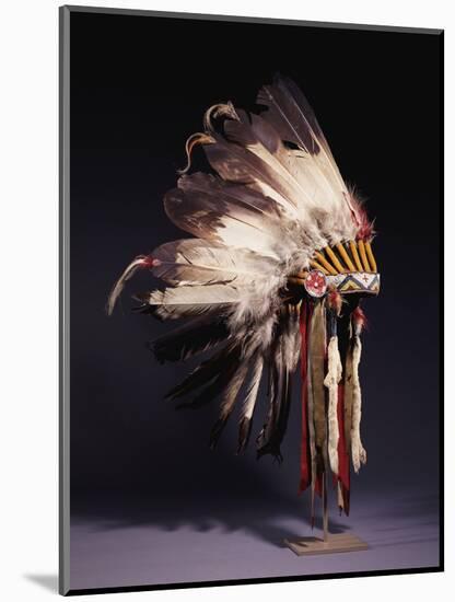 A Fine Sioux War Bonnet, Sewn with Twenty-Nine Eagle Feathers-null-Mounted Giclee Print