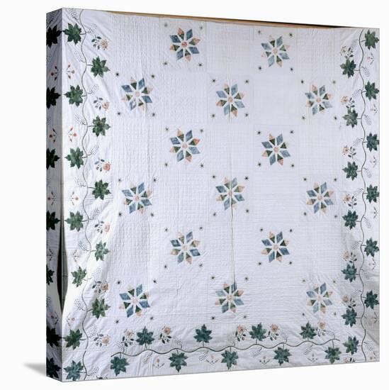 A Fine Stencilled Coverlet, 1835-1840-null-Stretched Canvas