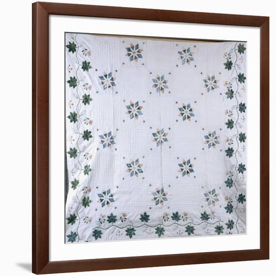 A Fine Stencilled Coverlet, 1835-1840-null-Framed Giclee Print