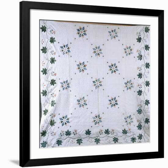 A Fine Stencilled Coverlet, 1835-1840-null-Framed Giclee Print