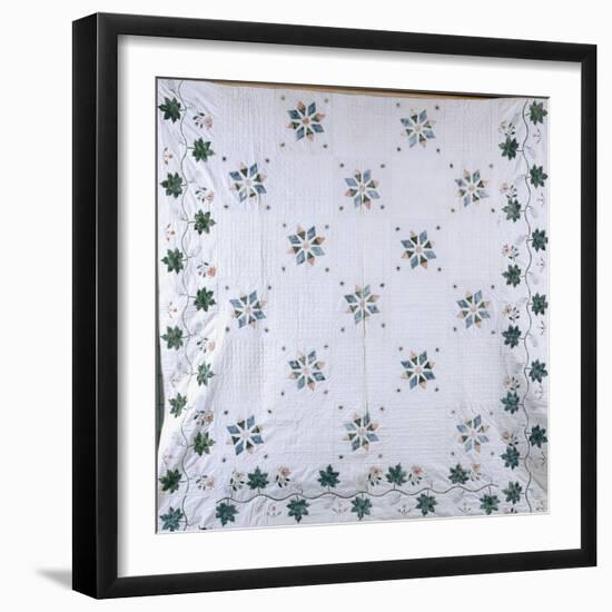 A Fine Stencilled Coverlet, 1835-1840-null-Framed Giclee Print