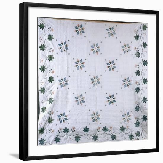 A Fine Stencilled Coverlet, 1835-1840-null-Framed Giclee Print