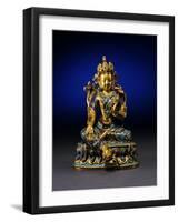 A Fine Very Rare Gilt-Bronze and Cloisonne Enamel Figure of Syamatara, Qianlong Period-null-Framed Giclee Print