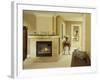 A Fire in the Fireplace and Candles on the Mantle-null-Framed Photographic Print