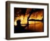 A Firefighter Tries to Extinguish a Raging Fire-null-Framed Photographic Print