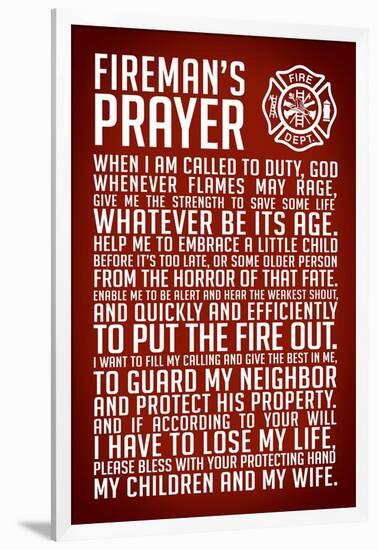 A Fireman's Prayer Plastic Sign-null-Framed Art Print