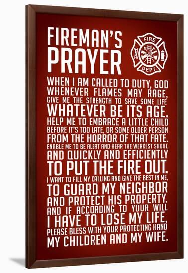 A Fireman's Prayer Plastic Sign-null-Framed Art Print