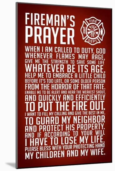 A Fireman's Prayer Plastic Sign-null-Mounted Art Print