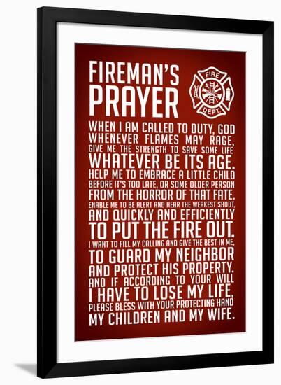 A Fireman's Prayer Plastic Sign-null-Framed Art Print