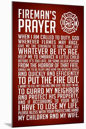 A Fireman's Prayer Plastic Sign-null-Mounted Art Print