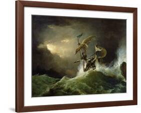 A First Rate Man-Of-War Driven onto a Reef of Rocks, Floundering in a Gale-George Philip Reinagle-Framed Giclee Print