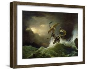 A First Rate Man-Of-War Driven onto a Reef of Rocks, Floundering in a Gale-George Philip Reinagle-Framed Giclee Print