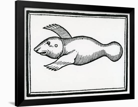 A Fish Called 'Manati' from 'La Historia General De Las Indias' 1547-Christopher Columbus-Framed Giclee Print