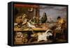 A Fish Market . (The Characters of Cornelis De Vos)-Frans Snyders-Framed Stretched Canvas