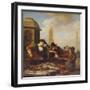 A Fish Stall by A Harbour (Oil on Panel)-Hendrik Martensz Sorgh-Framed Giclee Print