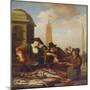 A Fish Stall by A Harbour (Oil on Panel)-Hendrik Martensz Sorgh-Mounted Giclee Print