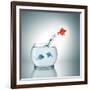 A Fishbowl With A Red Fish Jumping Out Of The Water-magann-Framed Photographic Print