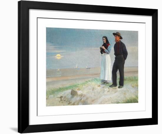 A Fisherman and his Wife on the Beach, Sunset-Michael Ancher-Framed Premium Giclee Print