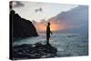 A Fisherman Casts His Line on Cacimba Do Padre Beach at Sunset-Alex Saberi-Stretched Canvas