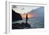 A Fisherman Casts His Line on Cacimba Do Padre Beach at Sunset-Alex Saberi-Framed Photographic Print