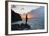 A Fisherman Casts His Line on Cacimba Do Padre Beach at Sunset-Alex Saberi-Framed Photographic Print