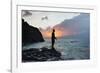 A Fisherman Casts His Line on Cacimba Do Padre Beach at Sunset-Alex Saberi-Framed Photographic Print