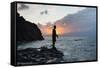 A Fisherman Casts His Line on Cacimba Do Padre Beach at Sunset-Alex Saberi-Framed Stretched Canvas