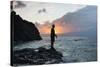 A Fisherman Casts His Line on Cacimba Do Padre Beach at Sunset-Alex Saberi-Stretched Canvas