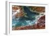 A fisherman fishes a Beryx splendens down a cliff in Fuerteventura island, Canary Islands, Spain, A-David Rocaberti-Framed Photographic Print