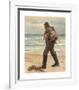 A fisherman on Skagen beach carrying the catch of the day on his back-Michael Ancher-Framed Premium Giclee Print