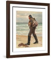 A fisherman on Skagen beach carrying the catch of the day on his back-Michael Ancher-Framed Premium Giclee Print