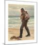 A fisherman on Skagen beach carrying the catch of the day on his back-Michael Ancher-Mounted Premium Giclee Print