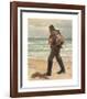 A fisherman on Skagen beach carrying the catch of the day on his back-Michael Ancher-Framed Premium Giclee Print