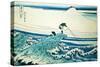 A Fisherman Standing on a Rocky Promontory at Kajikazawa in Kai Province'-Katsushika Hokusai-Stretched Canvas
