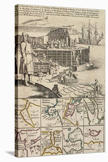 A Fishermen Colony in Newfoundland, 1709-1720, from a New and Correct Map of the World-null-Stretched Canvas