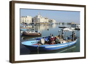 A Fishing Boat in the Harbour by the Cathedral of St. Nicholas the Pilgrim (San Nicola Pellegrino)-Stuart Forster-Framed Photographic Print