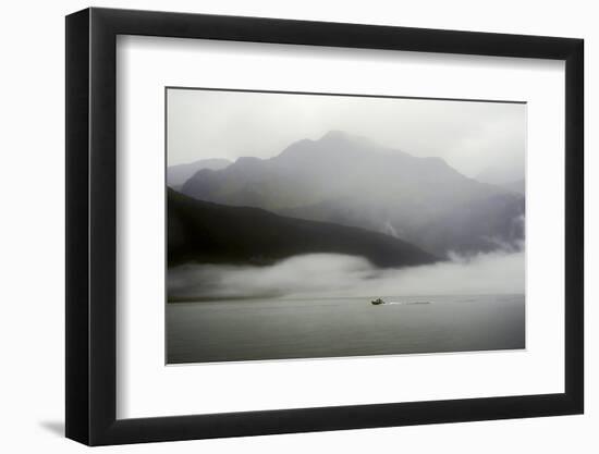A Fishing Boat Out in the Morning Fog of Resurrection Bay in Alaska-Sheila Haddad-Framed Photographic Print