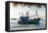 A fishing trawler at sea, taking part in the annual whale festival, Vietnam-Brian Graney-Framed Stretched Canvas