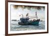 A fishing trawler at sea, taking part in the annual whale festival, Vietnam-Brian Graney-Framed Photographic Print