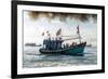 A fishing trawler at sea, taking part in the annual whale festival, Vietnam-Brian Graney-Framed Photographic Print