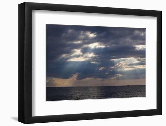 A Fishing Trawler under Storm Clouds at Duck Harbor Beach in Wellfleet, Massachusetts. Cape Cod-Jerry and Marcy Monkman-Framed Photographic Print